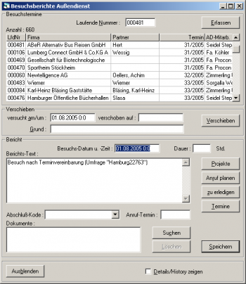 TelMarkt CRM Außendienst-Bericht erfassen