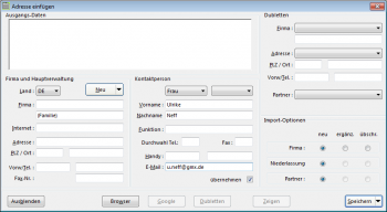 CRM TelMarkt Adressen Schnell-Erfassung
