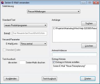 CRM TelMarkt Serien-E-Mail versenden CRM TelMarkt Serien-E-Mail versenden