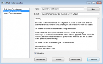 CRM TelMarkt Standardtext Serien-E-Mail CRM TelMarkt Standardtext Serien-E-Mail