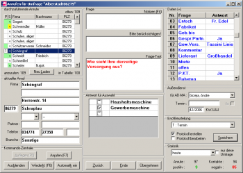 CallCenter TelMarkt: Adressen, Telefonscript, Erfassen Antworten und Beurteilung über Telefon CTI