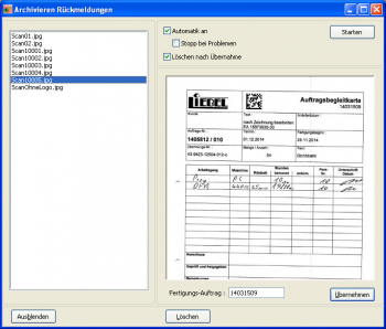 CRM TelMarkt Arbeitsbegleitkarten archivieren