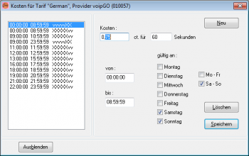 Tarif-Kosten verwalten Tarif-Kosten verwalten