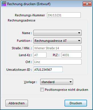 CRM TelMarkt Rechnung drucken