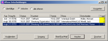 CRM TelMarkt Anstehende Entscheidungen Anfragen und Angebote CRM TelMarkt Anstehende Entscheidungen Anfragen und Angebote