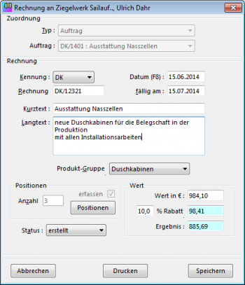 TelMarkt CRM Rechnung schreiben