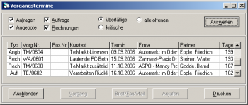 CRM TelMarkt Termine Angebote, Aufträge, Rechnungen