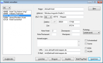CRM TelMarkt Hotels verwalten CRM TelMarkt Hotels verwalten