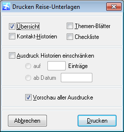 CRM TelMarkt Reiseplanung drucken Ablauf