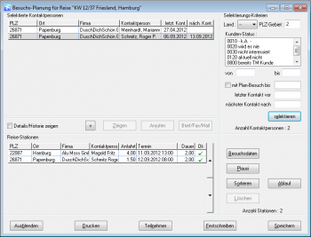 CRM TelMarkt Reiseplanung Stationen Reiseroute